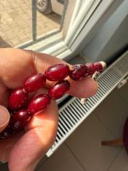 Vişne rengi sıkma kehribar efe tesbihi