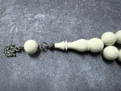 Beyaz Fransız galalith efe boy maskot tesbih