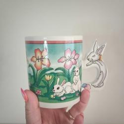 Tavşan Kulplu Vintage Kupa - Damgasız