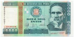 Peru 1988 Yılı 10,000 Inti Çil