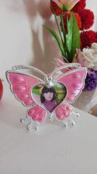 kelebek model magnetli plastik pembe resim çerçevesi & 16x13 cm