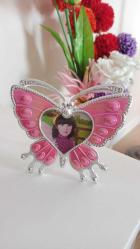 kelebek model magnetli plastik pembe resim çerçevesi & 16x13 cm