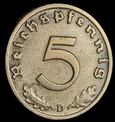 Almanya 1938 D Adolf Hitler Dönemi 5 Reichspfenig