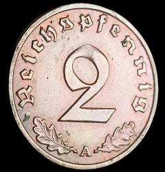 Almanya 1937 A Adolf Hitler Dönemi 2 Reichspfenig Çil 3.30gr