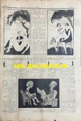 Osmanlıca Akbaba Mizah Dergisi-Gazetesi, Orijinal Dönem Basım, (Ottoman Magazine-Newspaper) - 22 Nisan 1926 - Sayı: 353 - Karikatürist Ramiz Gökçe'nin Benito Mussolini'yi Tasvir Eden Çalışması: Siyaset Sahnesi 