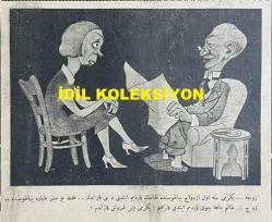 Osmanlıca Akbaba Mizah Dergisi-Gazetesi, Orijinal Dönem Basım, (Ottoman Magazine-Newspaper) - 22 Nisan 1926 - Sayı: 353 - Karikatürist Ramiz Gökçe'nin Benito Mussolini'yi Tasvir Eden Çalışması: Siyaset Sahnesi 