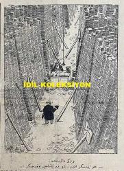 Osmanlıca Akbaba Mizah Dergisi-Gazetesi, Orijinal Dönem Basım, (Ottoman Magazine-Newspaper) - 22 Nisan 1926 - Sayı: 353 - Karikatürist Ramiz Gökçe'nin Benito Mussolini'yi Tasvir Eden Çalışması: Siyaset Sahnesi 
