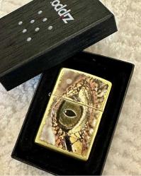 Orjinal Zippo Timsah gözü Crocodile eye gold tone çakmak Çok Temiz