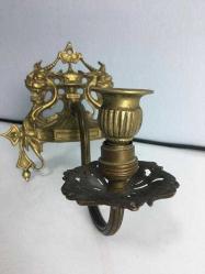 Antika 19.Yüzyıl Barok Tarzı Bornz Piyano Şamdan..