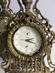 Antika Bronz Şömine Saat ve Termometre İkili Takım