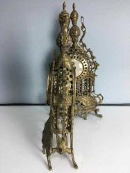 Antika Bronz Şömine Saat ve Termometre İkili Takım