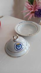 vintage Hizmet İş Sendikası altın yaldızlı porselen şekerlik