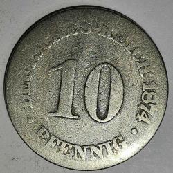 ALMANYA  1874 C    10 PFENNIG