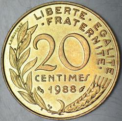 FRANSA 20 CENTIMES 1988 ÇİLALTI.