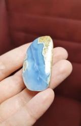 Palmstone Mavi Dantel Akik – Serbest Formlu Kristal, Sakinlik Taşı - Ağırlık: 18g - Benzersiz Koleksiyonluk Nadir Parça