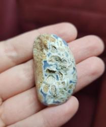 Palmstone Mavi Dantel Akik – Serbest Formlu Kristal, Sakinlik Taşı - Ağırlık: 18g - Benzersiz Koleksiyonluk Nadir Parça