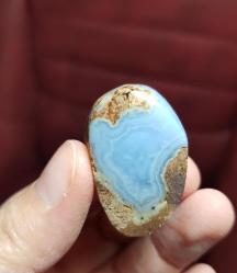 Palmstone Mavi Dantel Akik – Serbest Formlu Kristal, Sakinlik Taşı - Ağırlık: 23g - Benzersiz Koleksiyonluk Nadir Parça