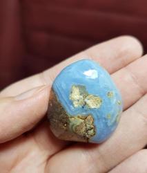 Palmstone Mavi Dantel Akik – Serbest Formlu Kristal, Sakinlik Taşı - Ağırlık: 23g - Benzersiz Koleksiyonluk Nadir Parça