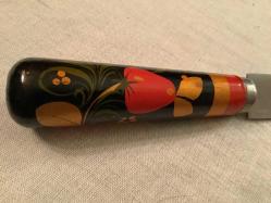 SOVYET DÖNEMİ DAMGALI AHŞAP İŞLEMELİ SAPLI BIÇAK