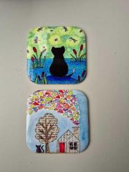 kedili bardak altlığı metal 2li