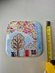 kedili bardak altlığı metal 2li