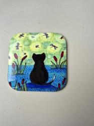 kedili bardak altlığı metal 2li