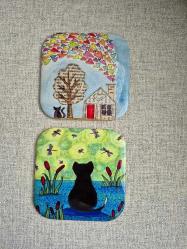 kedili bardak altlığı metal 2li