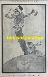 Osmanlıca Akbaba Mizah Dergisi-Gazetesi, Orijinal Dönem Basım, (Ottoman Magazine-Newspaper) - 18 Ekim (Teşrin-i Evvel) 1926 - Sayı: 404 - Karikatürist Ramiz Gökçe'nin Çalışması: İngiliz Matbuatı Yalan Neşriyatıyla İtalya'yı Aleyhimize Kışkırtmak İstiyor... 