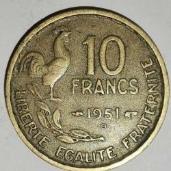 FRANSA  1951  10 FRANK