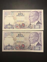 LOT.19 » 7. Emisyon 2.Tertip 1000 Türk Lirası 2 adet Ardışık Seri -ÇİL+