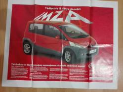 Türkiye'nin İlk Dünya Otomobili İMZA ( JETPA )  Poster ve Türkiye Haritası - 75/60 cm.