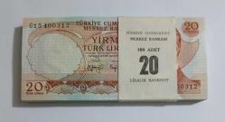 6. EMİSYON G SERİSİ TAM SIRALI 20 LİRA 100 ADETLİK DESTE ÇİL KONDİSYONDA