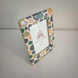 Vintage Çakıl Mozaik Seramik Çerçeve