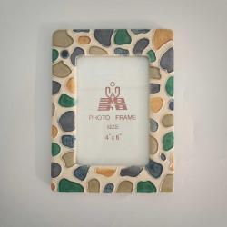 Vintage Çakıl Mozaik Seramik Çerçeve