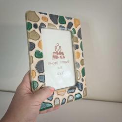 Vintage Çakıl Mozaik Seramik Çerçeve