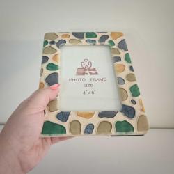 Vintage Çakıl Mozaik Seramik Çerçeve