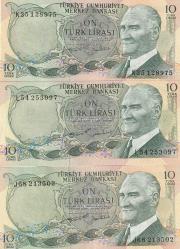 6.Emisyon 10 TL Lotu 3 adet ÇİL ALTI