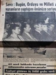 Hürriyet Gazetesi - Turkish Newspaper - 8 Haziran 1963 - 21 Mayıs sanıklarının duruşmasına Dün başlandı - sanıklardan 36'sının idamı istendi - savcı bugün orduyu ve milleti arkadan vuranların yaptığını önünüze seriyoruz dedi - Elebaşı Talat Aydemir ve arkadaşları fotoğraf - Alparslan Türkeş ve taraftarlarının faaliyetleri fotoğraf - Halil Menteş'in dahil olduğu onbirler - Alparslan Türkeş ve arkadaşlarının 4 ila 12 sene hapsi istendi - ağır hapsi istenen diğer 67 sanık - idamı istenenler - Talat Aydemir liderliği Alparslan Türkeş'e kaptırmak istemiyordu fotoğraf - Zeki Müren Grafson plaklarında - Zenci Boksör Muhammed Ali'nin imzası müstakbel dünya şampiyonu fotoğraf - Fenerbahçe Hacettepe maçı Dolmabahçe stadı'nda - Beşiktaş İzmirsporla Alsancak'ta oynuyor - Nuri Sesigüzel ve Nezahat Bayram türküleriyle Grafson plaklarında - bir hafta nerede ve kaça kalınır - Çınarcık - Ayvalık - Fatoş karikatür - Gökler Hakimi Gordon karikatür - Dedektif Nik'in Maceraları Karikatür - Mamak