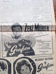 Hürriyet Gazetesi - Turkish Newspaper - 8 Haziran 1963 - 21 Mayıs sanıklarının duruşmasına Dün başlandı - sanıklardan 36'sının idamı istendi - savcı bugün orduyu ve milleti arkadan vuranların yaptığını önünüze seriyoruz dedi - Elebaşı Talat Aydemir ve arkadaşları fotoğraf - Alparslan Türkeş ve taraftarlarının faaliyetleri fotoğraf - Halil Menteş'in dahil olduğu onbirler - Alparslan Türkeş ve arkadaşlarının 4 ila 12 sene hapsi istendi - ağır hapsi istenen diğer 67 sanık - idamı istenenler - Talat Aydemir liderliği Alparslan Türkeş'e kaptırmak istemiyordu fotoğraf - Zeki Müren Grafson plaklarında - Zenci Boksör Muhammed Ali'nin imzası müstakbel dünya şampiyonu fotoğraf - Fenerbahçe Hacettepe maçı Dolmabahçe stadı'nda - Beşiktaş İzmirsporla Alsancak'ta oynuyor - Nuri Sesigüzel ve Nezahat Bayram türküleriyle Grafson plaklarında - bir hafta nerede ve kaça kalınır - Çınarcık - Ayvalık - Fatoş karikatür - Gökler Hakimi Gordon karikatür - Dedektif Nik'in Maceraları Karikatür - Mamak
