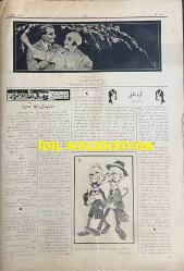 Osmanlıca Akbaba Mizah Dergisi-Gazetesi, Orijinal Dönem Basım, (Ottoman Magazine-Newspaper) - 12 Nisan 1926 - Sayı: 350 - Karikatürist Ramiz Gökçe'nin Benito Mussolini'yi Tasvir Eden Çalışması: Telgraflar: Mussolini Afrika Seyahatine Çıktı... 