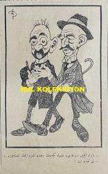 Osmanlıca Akbaba Mizah Dergisi-Gazetesi, Orijinal Dönem Basım, (Ottoman Magazine-Newspaper) - 12 Nisan 1926 - Sayı: 350 - Karikatürist Ramiz Gökçe'nin Benito Mussolini'yi Tasvir Eden Çalışması: Telgraflar: Mussolini Afrika Seyahatine Çıktı... 