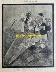Osmanlıca Akbaba Mizah Dergisi-Gazetesi, Orijinal Dönem Basım, (Ottoman Magazine-Newspaper) - 7 Haziran 1926 - Sayı: 366 - Karikatürist Ramiz Gökçe'nin Musul Meselesine Dair Çalışması: Musul Meselesi Örtbas Edildi 