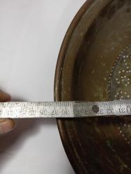 Antika bakır suzgec kebir ilistir vb değişik adları mevcut. Genel durumu iyi 37 cm çap 8 cm yukseklik #tdkoleksiyonsuzgec
