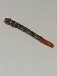 Antika Muazzam Usta İşçilikli Osmanlı Telkari Gümüş Ağızlık