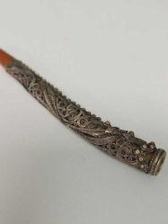 Antika Muazzam Usta İşçilikli Osmanlı Telkari Gümüş Ağızlık