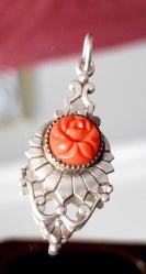 MERCAN TAŞLI GÜMÜŞ KOLYE UCU