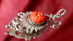 MERCAN TAŞLI GÜMÜŞ KOLYE UCU