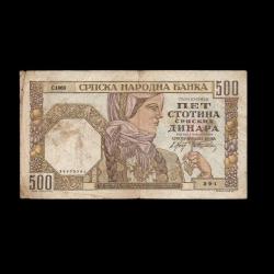 SIRBİSTAN (1941) - 500 Dinar (T-ÇT 6,5/10)