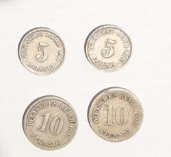 ALMANYA REİCH 5 - 10 PFENİG 4 ADET-1888-1899-1910-1912 YILLARI