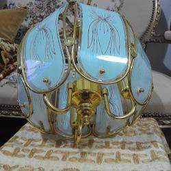 Antika Pirinç Eski Cam avize